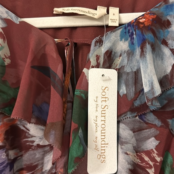 ❤️Host Pick❤️ NWTs Soft Surroundings Fiore Rosa Ruffle Sleeve Tiered Maxi Dress - Picture 4 of 8